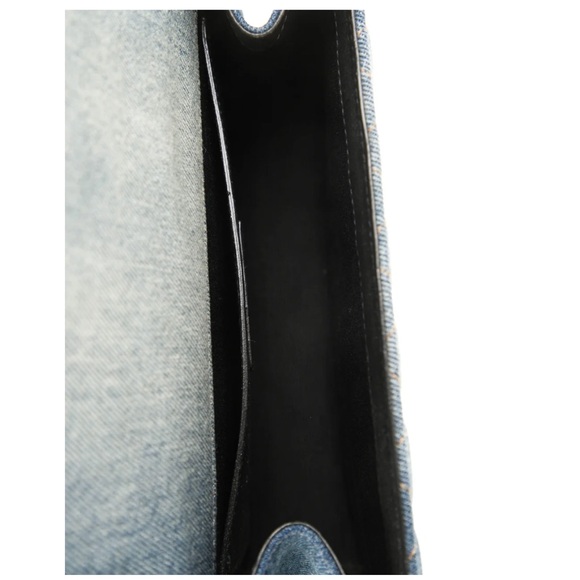 SAINT LAURENT Chevron Denim Monogram Medium Envelope Bag - Picture 2 of 5